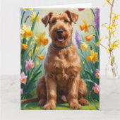 Airedale Hunde Frühlingsblumen Malerei Karte (Gelbe Blume)