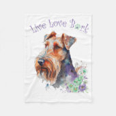 Airedale Hunde Mama Floral Fleecedecke (Vorderseite)