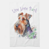 Airedale Hunde Mama Floral Geschirrtuch (Vertikal)
