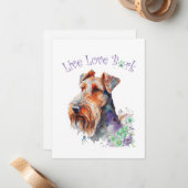 Airedale Hunde Mama Floral Mitteilungskarte (Vorderseite/Rückseite Beispiel)