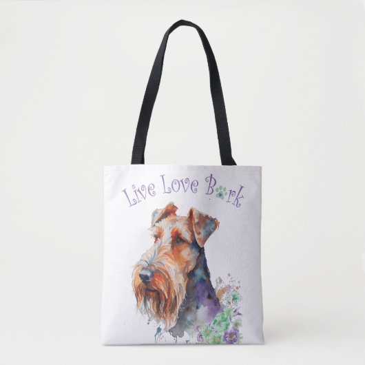 Airedale Hunde Mama Floral Tasche (Vorderseite)