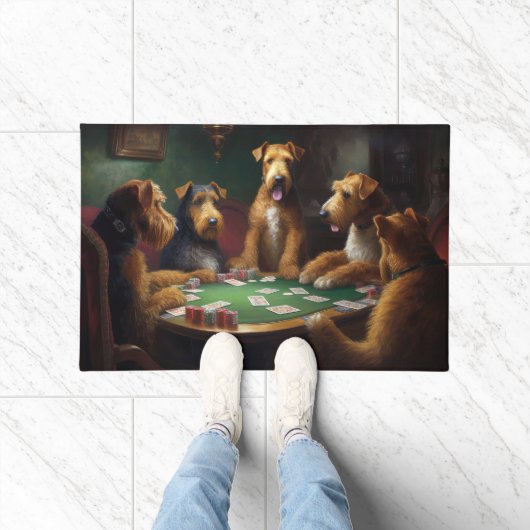 Airedale Hunde Poker Fußmatte (Indoor)