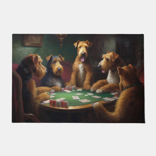 Airedale Hunde Poker Fußmatte (Vorderseite)