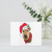 Airedale In Santa Hat Feiertagspostkarte (Stehend Vorderseite)