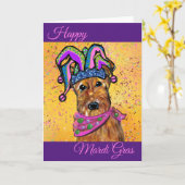 AIREDALE MARDI GRAS KARTE (Gelbe Blume)