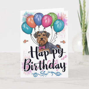 Airedale mit Balloons Geburtstag Karte