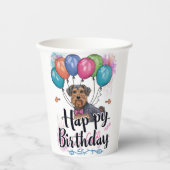 Airedale mit Balloons Geburtstag Pappbecher (Vorderseite)