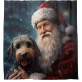 Airedale mit dem Weihnachtsmann Festlich Weihnacht Duschvorhang (Vorderseite)