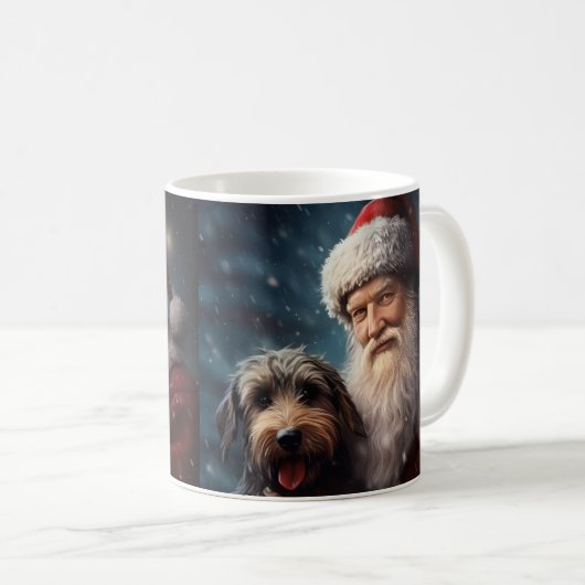 Airedale mit dem Weihnachtsmann Festlich Weihnacht Kaffeetasse (VorderseiteRechts)