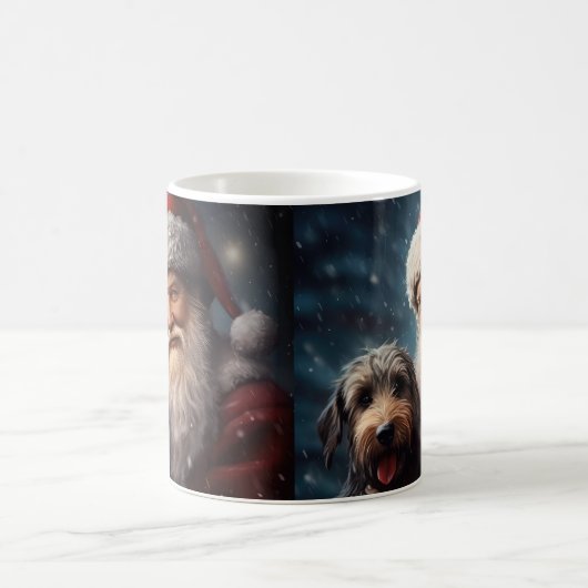Airedale mit dem Weihnachtsmann Festlich Weihnacht Kaffeetasse (Mittel)