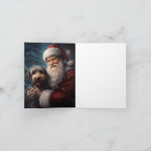 Airedale mit dem Weihnachtsmann Festlich Weihnacht Karte (Innenseite)