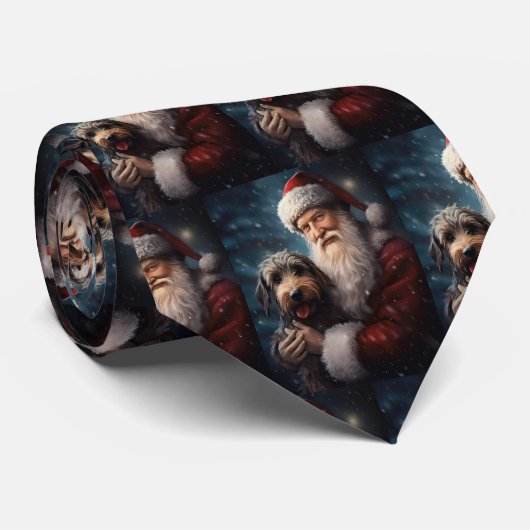 Airedale mit dem Weihnachtsmann Festlich Weihnacht Krawatte (Gerollt)