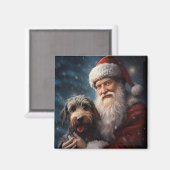 Airedale mit dem Weihnachtsmann Festlich Weihnacht Magnet (Vorderseite/Rückseite)