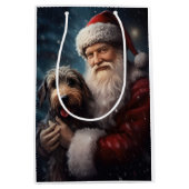 Airedale mit dem Weihnachtsmann Festlich Weihnacht Mittlere Geschenktüte (Vorderseite)