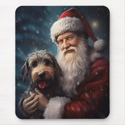 Airedale mit dem Weihnachtsmann Festlich Weihnacht Mousepad (Vorne)