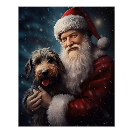 Airedale mit dem Weihnachtsmann Festlich Weihnacht Poster (Vorderseite)