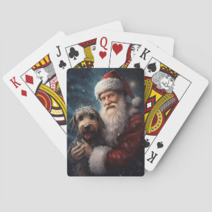 Airedale mit dem Weihnachtsmann Festlich Weihnacht Spielkarten