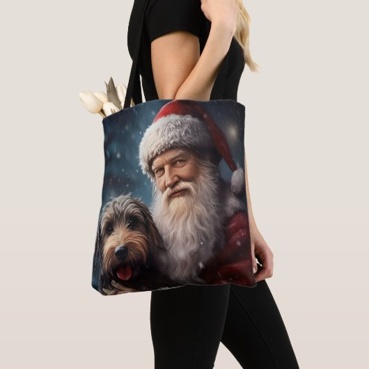 Airedale mit dem Weihnachtsmann Festlich Weihnacht Tasche (Von Nahem)