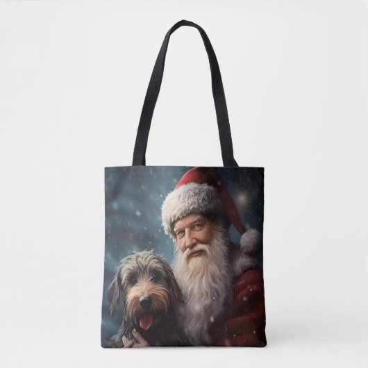 Airedale mit dem Weihnachtsmann Festlich Weihnacht Tasche (Vorderseite)