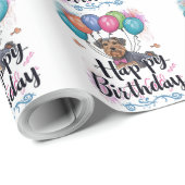 Airedale mit Luftballons Geburtstag Geschenkpapier (Rolleneckpunkt)