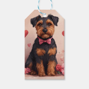 Airedale mit Rose - Valentinstag Geschenkanhänger
