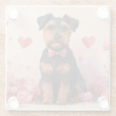 Airedale mit Rose - Valentinstag Glasuntersetzer (Rückseite)