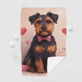 Airedale mit Rose - Valentinstag Golfhandtuch (Insitu)
