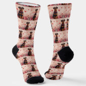 Airedale mit Rose - Valentinstag Socken (Gewinkelt)