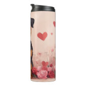 Airedale mit Rose - Valentinstag Thermosbecher (Nach rechts gedreht)
