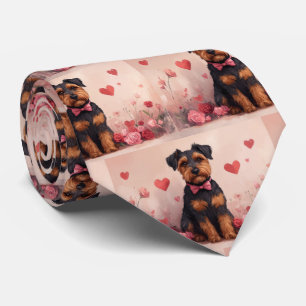 Airedale mit Rosen - Valentinstag Krawatte
