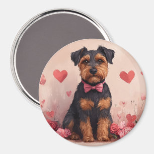 Airedale mit Rosen - Valentinstag Magnet