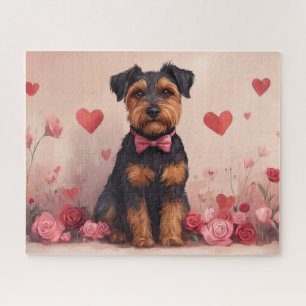 Airedale mit Rosen - Valentinstag Puzzle