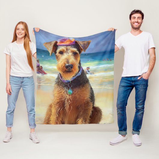 Airedale on Beach, Sommergeschenk für Hundefreunde Fleecedecke (Beispiel)