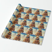 Airedale on Beach, Sommergeschenk für Hundefreunde Geschenkpapier (Ungerollt)