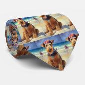 Airedale on Beach, Sommergeschenk für Hundefreunde Krawatte (Gerollt)