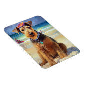 Airedale on Beach, Sommergeschenk für Hundefreunde Magnet (Rechte Seite)
