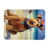 Airedale on Beach, Sommergeschenk für Hundefreunde Magnet (Horizontal)