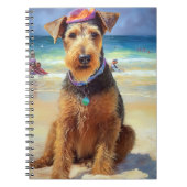 Airedale on Beach, Sommergeschenk für Hundefreunde Notizblock (Vorderseite)
