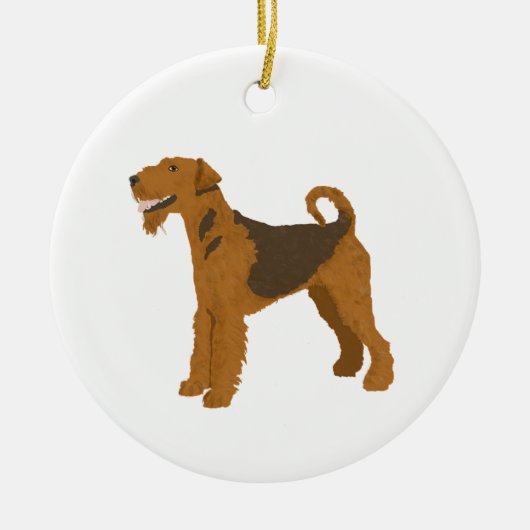Airedale Personalisiert Hund Weihnachtsdekoration Keramik Ornament (Vorne)