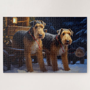 Airedale Schnees Schlittenfahrt Weihnachtsdekorati Puzzle