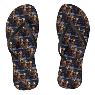 Airedale Schneesegler Weihnachtsdekoration Badesandalen