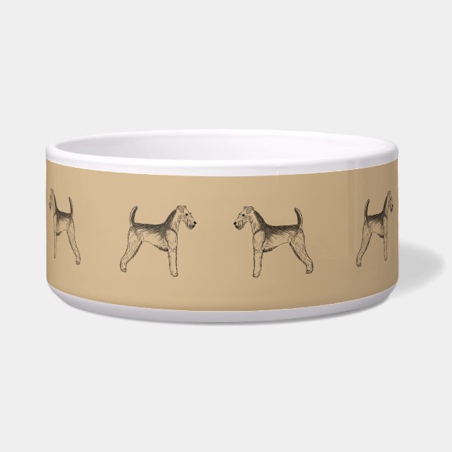 Airedale Sketch Custom Ceramic Pet Bowl Napf (Vorderseite)
