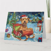 Airedale Sleigh Snow Weihnachten Karte (Vorderseite)