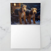 Airedale Snowy Sleigh Reiten Weihnachtsdekor Karte (Innenseite)
