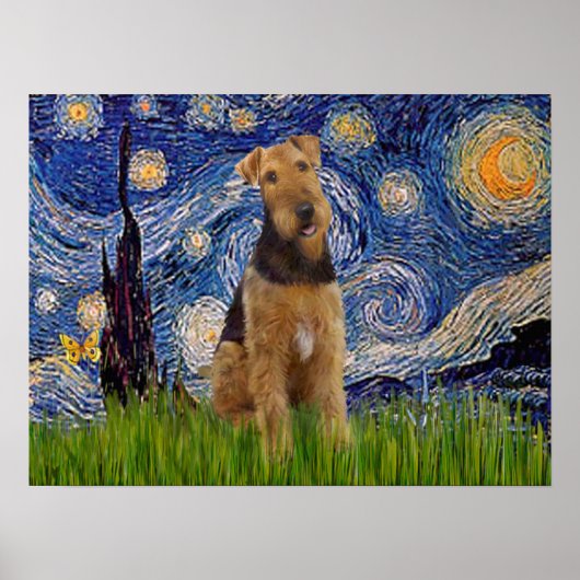 Airedale Terrier (#1) - Starry Night Poster (Vorne)