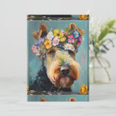Airedale Terrier Abstrakte Blumenbemalung Feiertagskarte (Stehend Vorderseite)
