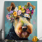 Airedale Terrier Abstrakte Blumenbemalung Poster