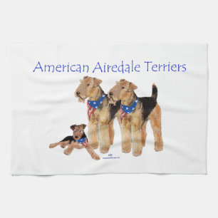Airedale Terrier Amerikanische Flagge Geschirrtuch