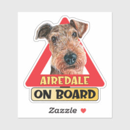 Airedale Terrier an Bord rotes Handelszeichen für  Aufkleber