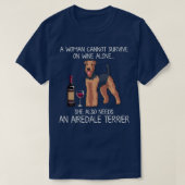 Airedale Terrier and wine Funny dog T-Shirt (Design vorne)